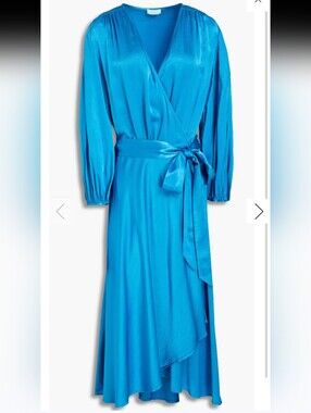 Ghost London Aggie Satin Crepe Wrap Dress